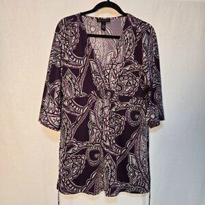 Vintage I.N.C Y2K Whimsigoth Girly Boho Purple/White Babydoll Mini Dress Size M.